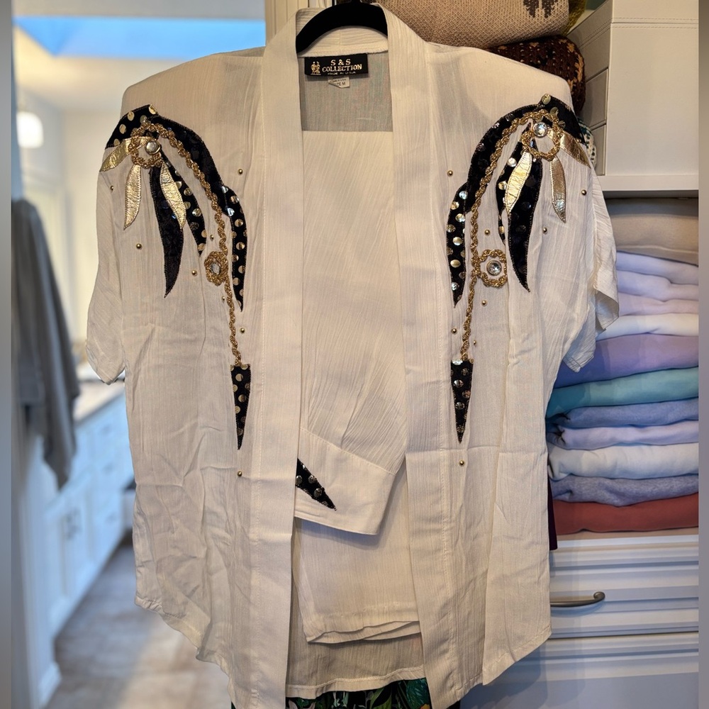 Vintage BANGER white top and bottoms! Miami Vice Vibes size M NWOT